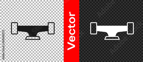 Black Skateboard wheel icon isolated on transparent background. Skateboard suspension. Skate wheel. Vector