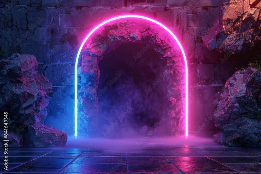 Neon Portal in Misty Cave Neon Portal in Misty Cave