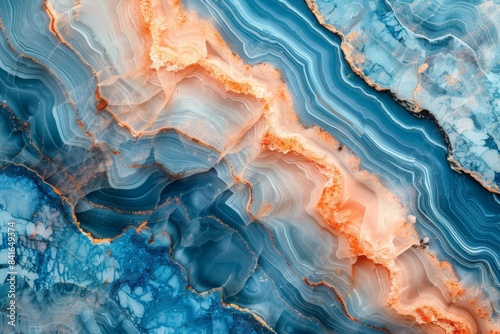 Abstract Marble Texture in Blue and Orange