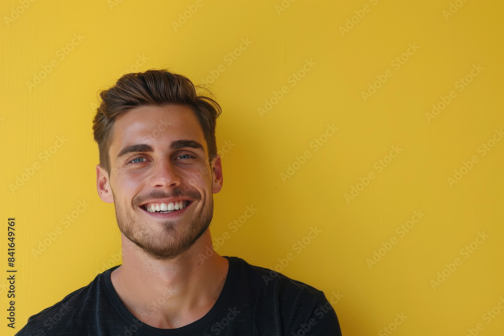 Fototapeta premium A close up portrait of a young man with a subtle smile