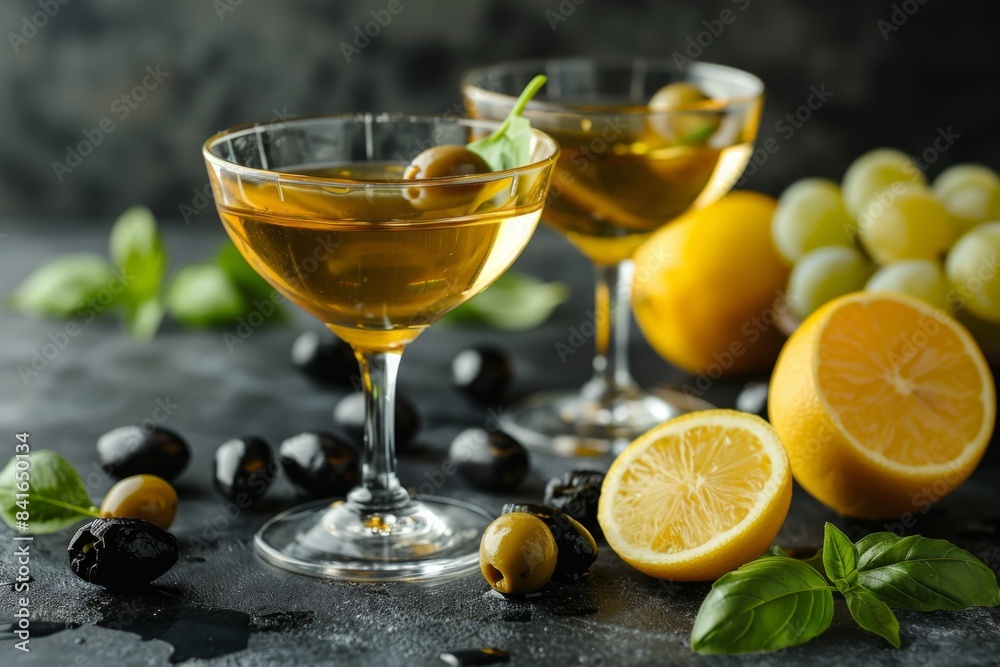 Elegant Cocktail with Olives and Citrus Elegant Cocktail with Olives and Citrus