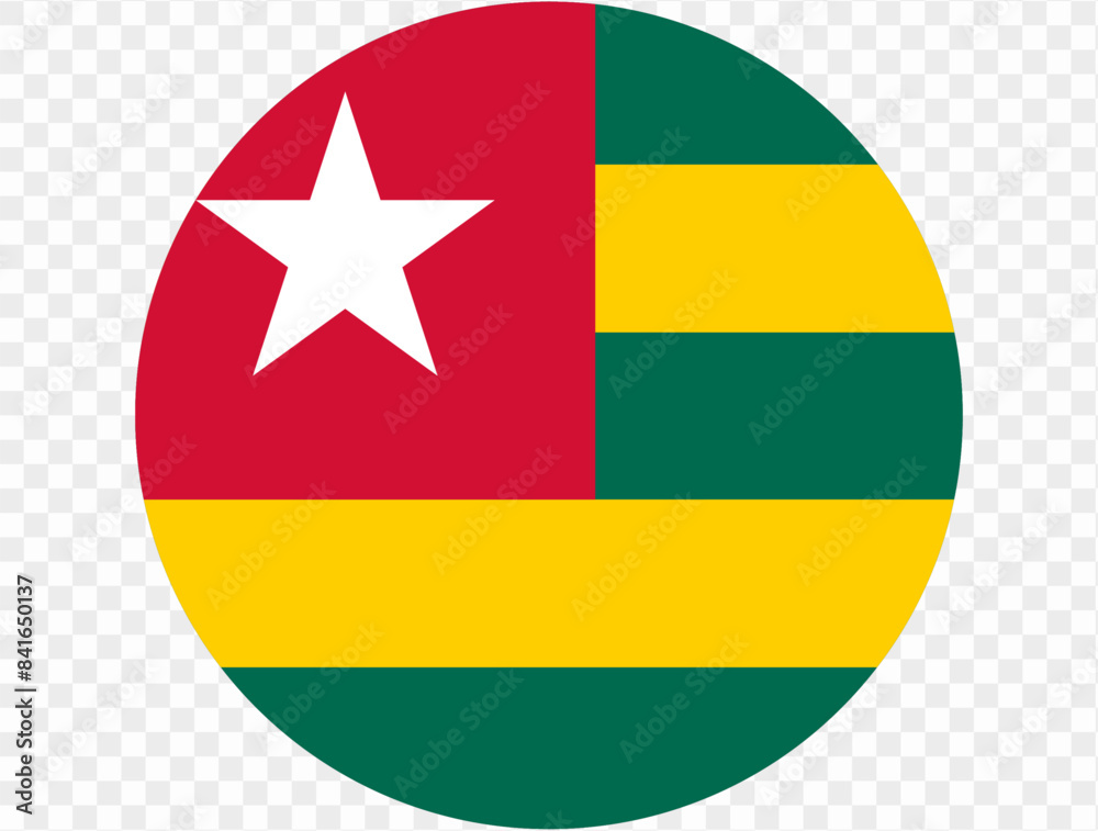 Togo flag button on png or transparent background. vector illustration. Togo flag button on png or transparent background. vector illustration.