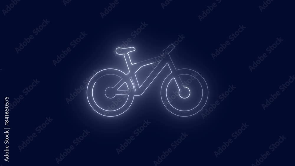 Glowing Neon Line Bicycle Icon Isolated. Flat style Bicycle icon animation. Glowing Neon Line Bicycle Icon Isolated. Flat style Bicycle icon animation.