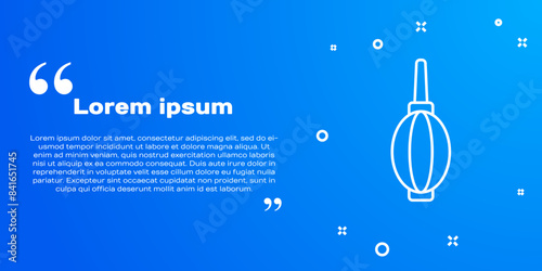 White line Dust blower icon isolated on blue background. Air duster. Lens cleaner. Camera sensor cleaning. Vector