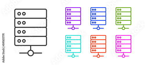 Black line Server, Data, Web Hosting icon isolated on white background. Set icons colorful. Vector
