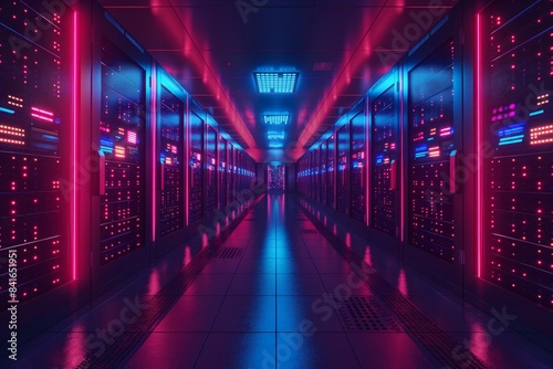 Server racks in a futuristic data center