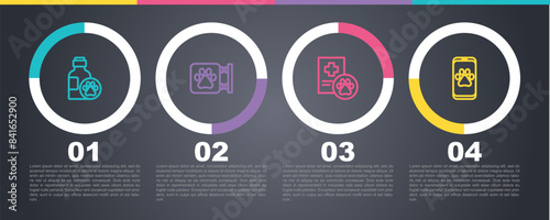 Set line Pet shampoo, Veterinary clinic, Clinical record pet and . Business infographic template. Vector