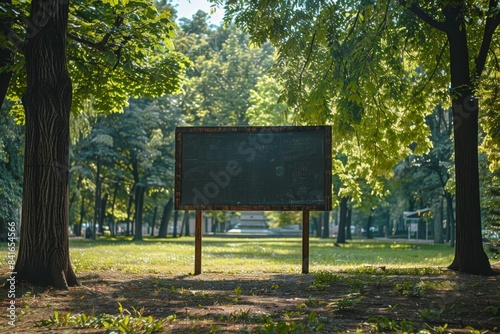 Chalkboard in a tranquil park setting