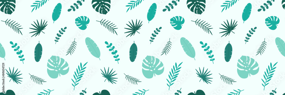 Abstract summer background with tropical leaves. Seamless pattern. Vector illustration Abstract summer background with tropical leaves. Seamless pattern. Vector illustration