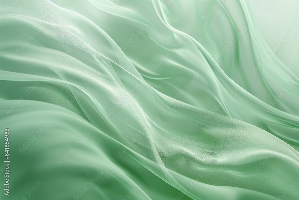 Obraz premium Soft green silk fabric background with flowing texture, creating an elegant and smooth abstract design perfect for various uses.