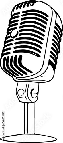 Retro microphone sketch drawing vector