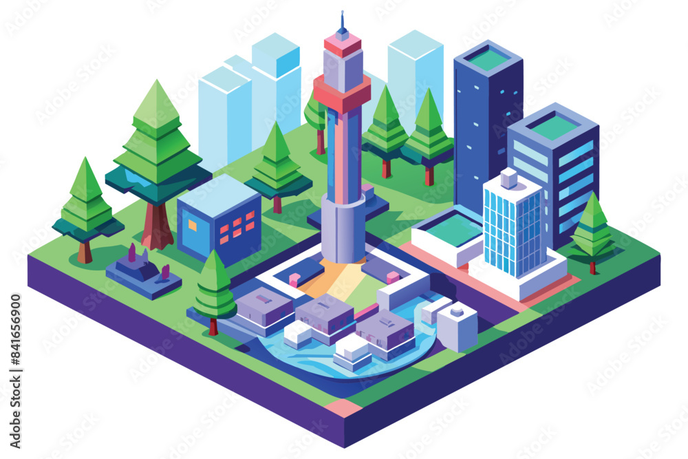 3D isometric design concept, urban skyscraper view 3D isometric design concept, urban skyscraper view