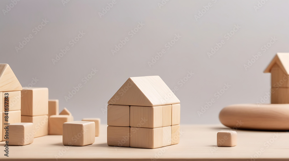 Small toy Wooden cube block puzzle shaped as home or house with copy space area, home building concept
Small toy Wooden cube block puzzle shaped as home or house with copy space area, home building concept