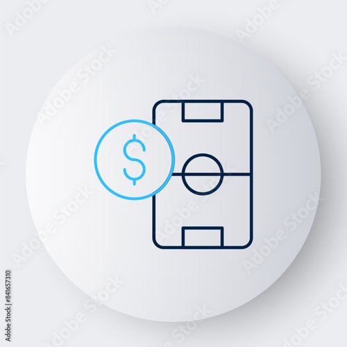 Line Soccer football betting money icon isolated on white background. Football bet bookmaker. Soccer betting online make money. Colorful outline concept. Vector
