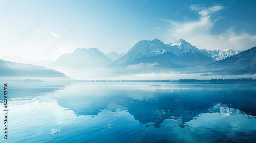 Serene Mountain Lake Morning Scene Serene Mountain Lake Morning Scene
