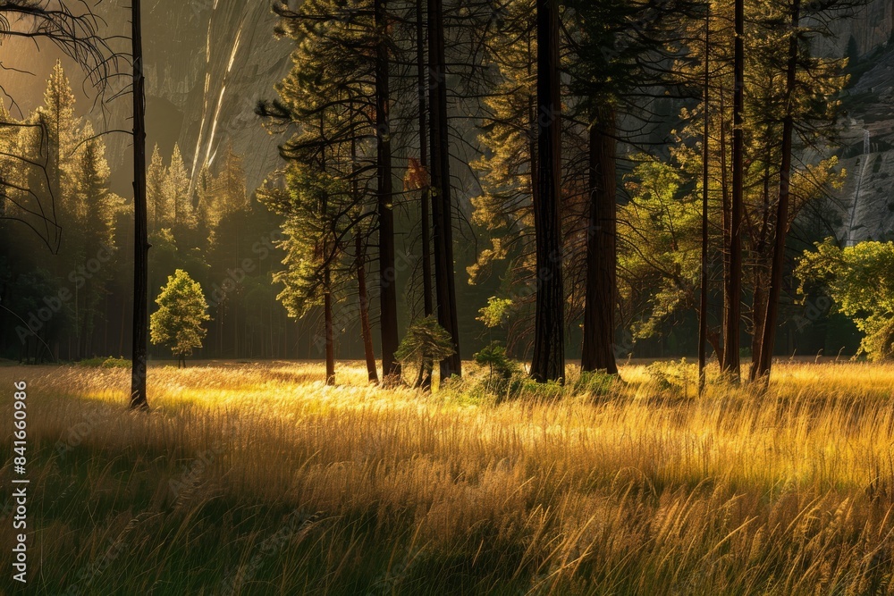 Obraz premium Large Mountain cliff during sunset.