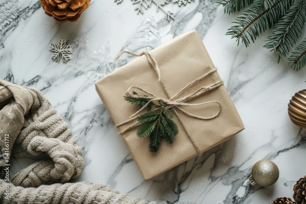 Christmas Gift Wrapped in Eco-Friendly Paper Christmas Gift Wrapped in Eco-Friendly Paper