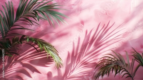 Palm leaf silhouettes on a wall backdrop. Simple, tropical design. Relaxing spa and wellness ambiance