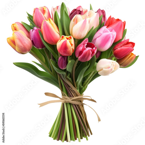 beautiful tulip Flower bouquet for wedding, isolated on transparent background
