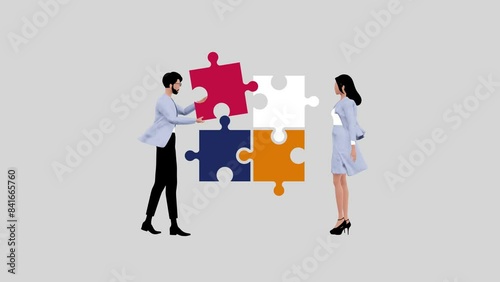 Brainstorm, teamwork concept. Business team discusses creative project, works with idea. Creation process, finding solution photo