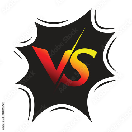 Against, a vector black dynamic tooltip with the letters VS on a white background.