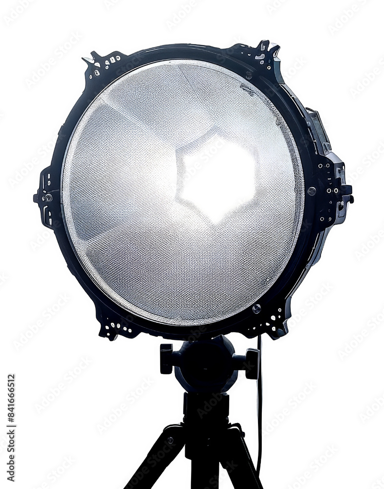 Professional studio spotlight lamp on a tripod stand casting bright ...