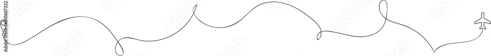 Naklejka premium Airplane route line