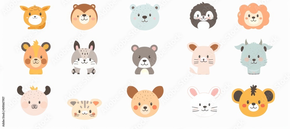 Kawaii animal avatars. Cute animals icons in Asian style, cute korean or chinese stickers. Kawaii animal avatars. Cute animals icons in Asian style, cute korean or chinese stickers.