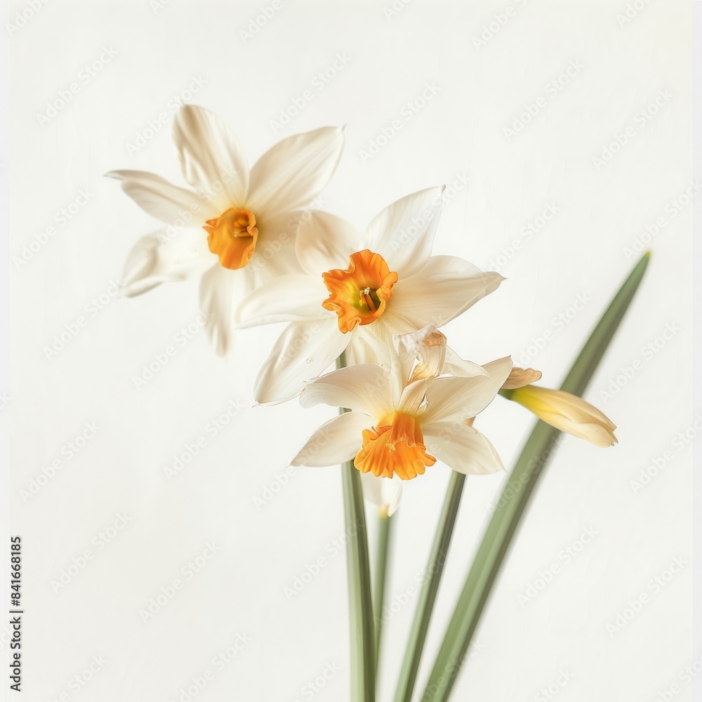Flower Photography, Narcissus Tete-a-Tete' Close up view, Isolated on white Background Flower Photography, Narcissus Tete-a-Tete' Close up view, Isolated on white Background