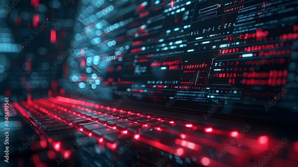 Futuristic Digital Network Landscape with Glowing Neon Lights and Abstract Patterns Futuristic Digital Network Landscape with Glowing Neon Lights and Abstract Patterns