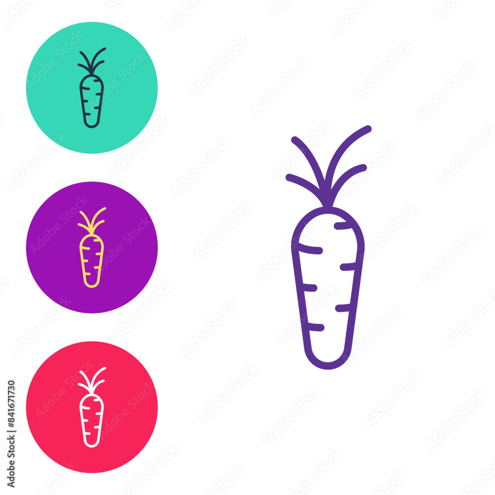 Set line Carrot icon isolated on white background. Set icons colorful. Vector Set line Carrot icon isolated on white background. Set icons colorful. Vector