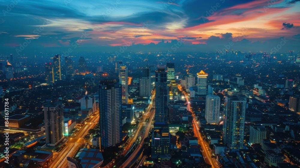 Fototapeta premium Smart city and digital transformation.Big data connection technology AI generated
