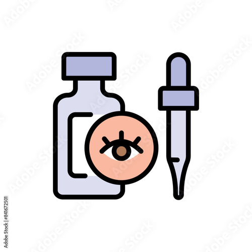 Under eye serum for dark circles and puffiness. Simple color icon. Eye cream for fine lines and wrinkles. Vector isolated flat drawing.