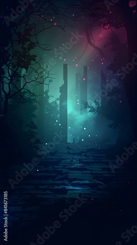 Glowing Enchanted Forest in Mystic Nighttime Atmosphere