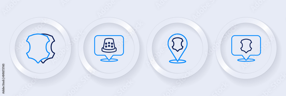 Set line Leather, Thimble for sewing and icon. Vector Set line Leather, Thimble for sewing and icon. Vector