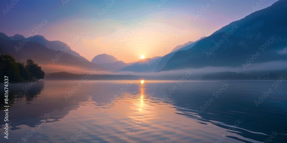 Fototapeta premium sunrise over the lake