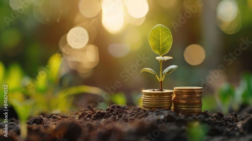 Thriving Finance  Money Plant Symbolizes Growing Business and Investment for Financial Growth
