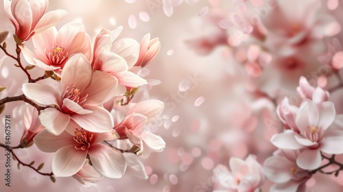 Beautiful Magnolia Flowers on Soft Background