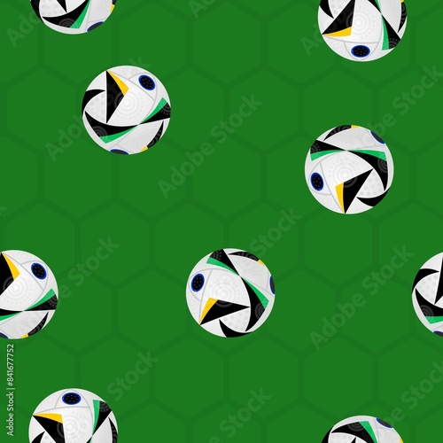 Obraz na płótnie green soccer background pattern with balls 
