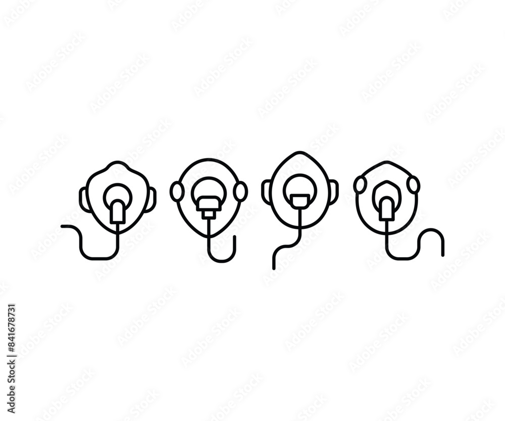 oxygen mask medical icons vector design simple line black white flat illustration collection sets isolated oxygen mask medical icons vector design simple line black white flat illustration collection sets isolated