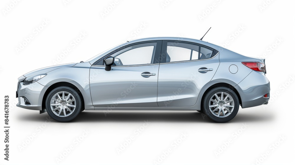 Passenger car isolated on a white background, with clipping path. Full Depth of field. Focus stacking, side view. Passenger car isolated on a white background, with clipping path. Full Depth of field. Focus stacking, side view.