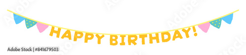 HAPPY BIRTHDAY!の文字のフラッグ - 手描きのかわいい誕生日おめでとうの装飾ガーランド photo