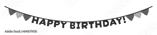 HAPPY BIRTHDAY!の文字のフラッグ - 手描きのかわいい誕生日おめでとうの装飾ガーランド