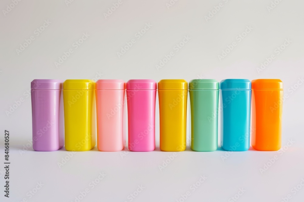 Colorful Set of Dental Floss Containers with Different Flavors on Blue Background Colorful Set of Dental Floss Containers with Different Flavors on Blue Background