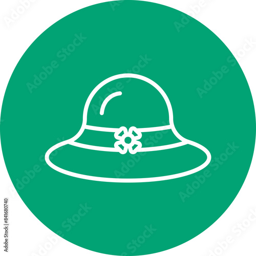 Sun hat line circle icon