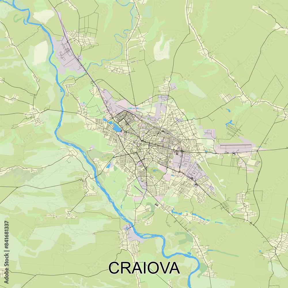 Naklejka premium Craiova, Romania map poster art
