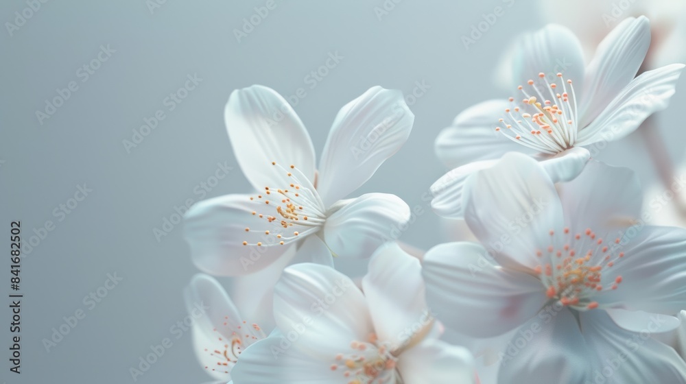 A minimalist close-up of cherry blossoms, focusing on their pure forms and subtle colors, creating a sense of tranquility and peace.