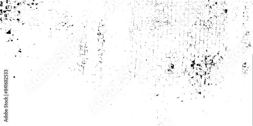 Abstract dirty or scratch aging effect. Dusty and grungy scratch texture material or surface. Black grainy texture isolated on white background. Grunge design elements. Vector illustration