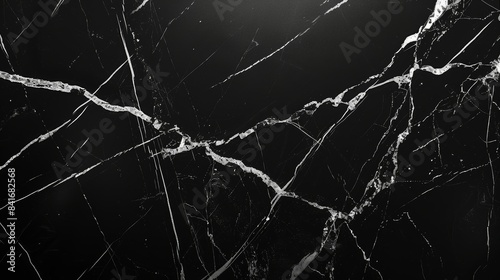 A minimalist composition of a black Nero Marquina marble background with bold white veins, creating a striking contrast and a sense of modern luxury.