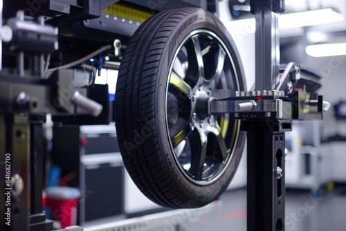 Precision Wheel Alignment Machine in Use Showing Advanced Technology in Auto Repair